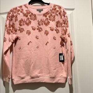 Style & Co. Pink and Brown Floral Pullover